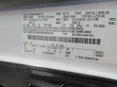 2019 Ford T-350 XLT 15 PASSENGER VAN XL