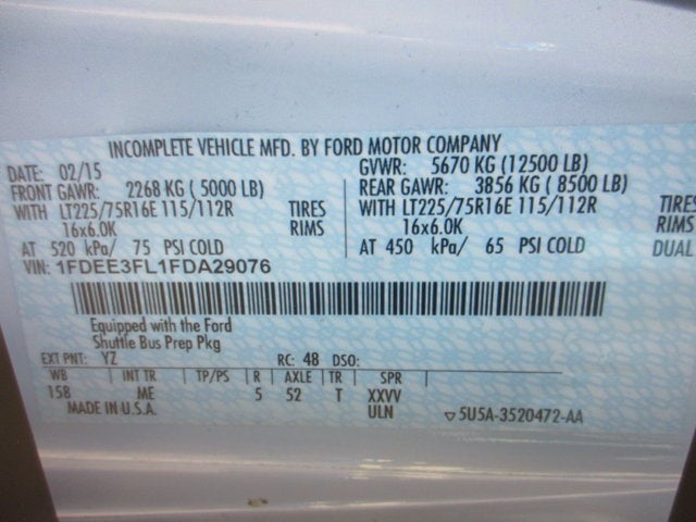 2015 Ford E350, 10 PASS, HANDICAP BUS E-350 Super Duty 138" DRW