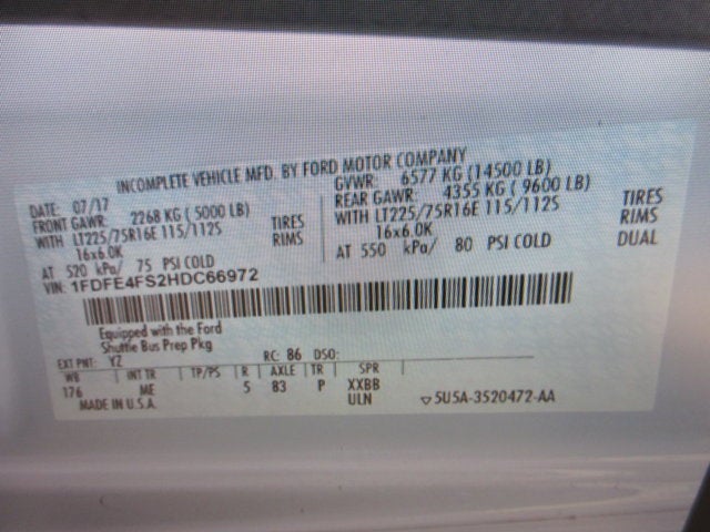 2017 Ford E-Series Cutaway E-450 DRW 176" WB