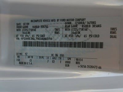 2009 Ford Econoline Commercial Cutaway E-350 Super Duty 16' BOX TRUCK