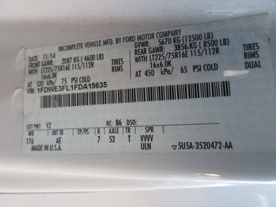 2015 Ford Econoline Commercial Cutaway 16 FOOT BOX TRUCK, LIFTGATE