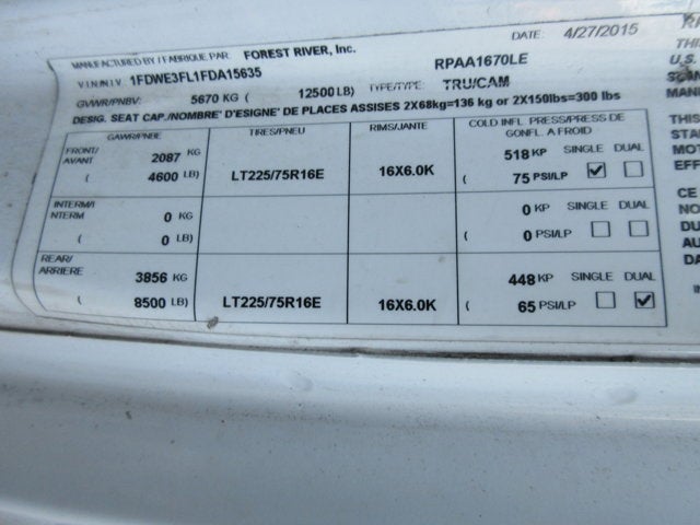 2015 Ford Econoline Commercial Cutaway 16 FOOT BOX TRUCK, LIFTGATE