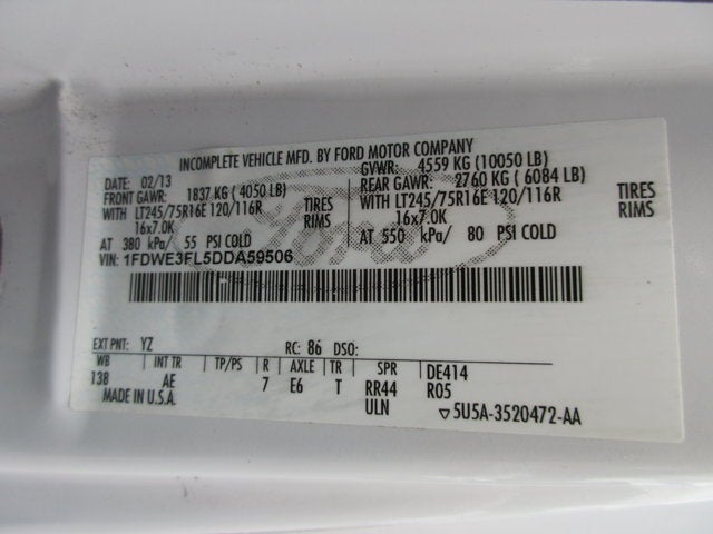 2013 Ford E-350 ENCLOSED SERVICE TRUCK, SRW E-350 Super Duty 138" 5-Spd SRW