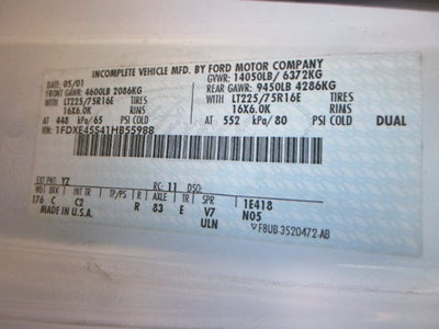 2001 Ford E450 BOX TRUCK,, E-450 Super Duty 158" WB DRW