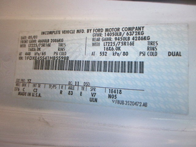 2001 Ford E450 BOX TRUCK,, E-450 Super Duty 158" WB DRW