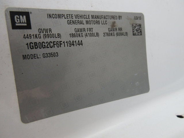 2015 Chevrolet Express Commercial Cutaway G3500, 12' CUBE VAN, 12' BOX VAN