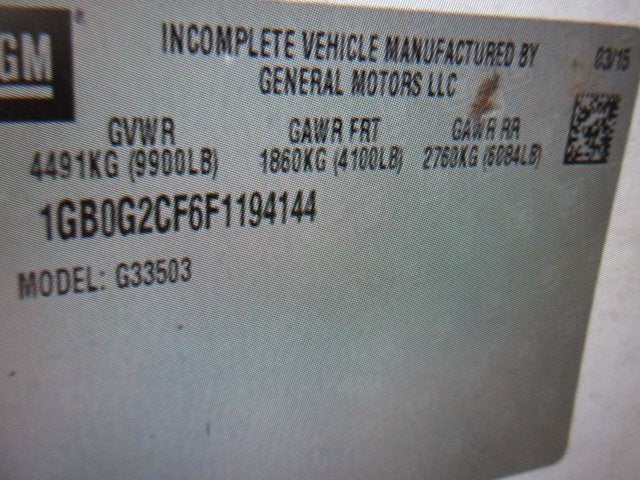 2015 Chevrolet Express Commercial Cutaway G3500, 12' CUBE VAN, 12' BOX VAN