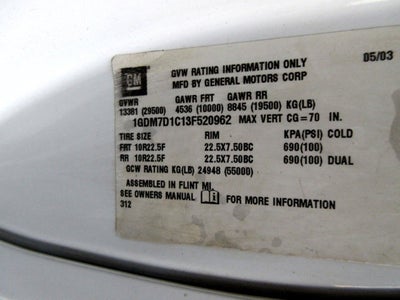 2003 GMC TC7500 C7500 CREW CAB 11' DUMP