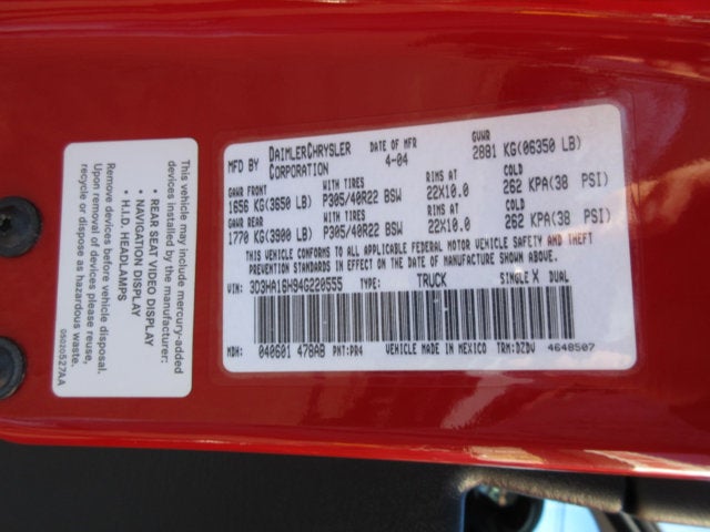 2004 Dodge Ram SRT-10 SRT-10 2WD, VIPER ENGINE