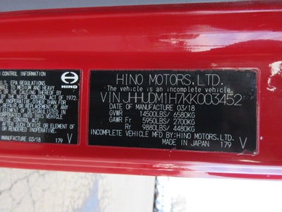 2019 Hino 155 MASON DUMP TRUCK